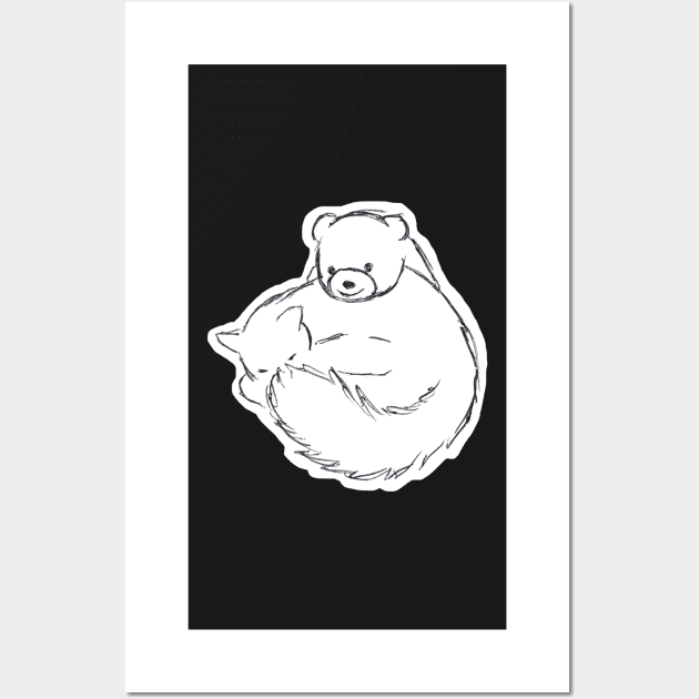 Kitten Smiley Bear Sketch Wall Art by SmileyBearArt